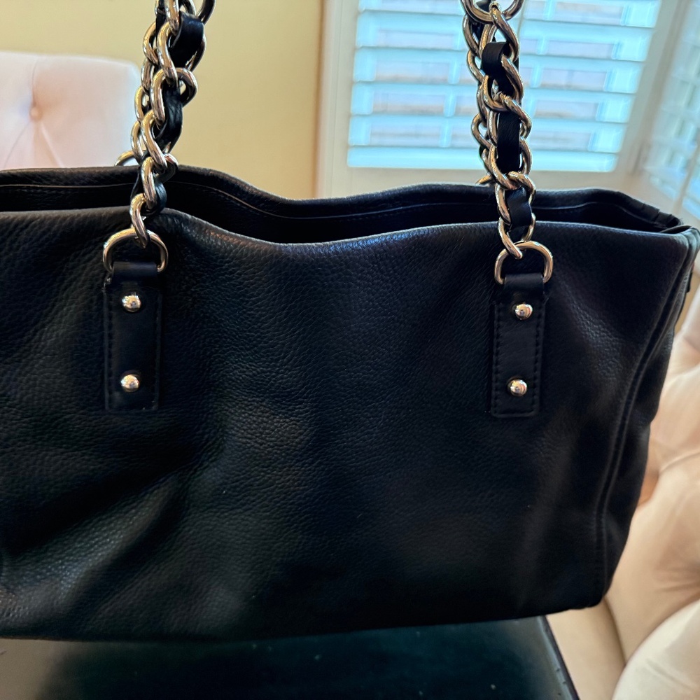 Vintage Quality Black Leather Kate Spade Tote Bag Very Good Condition